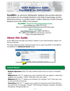 Quick Reference Guide PsycINFO on EBSCOhost