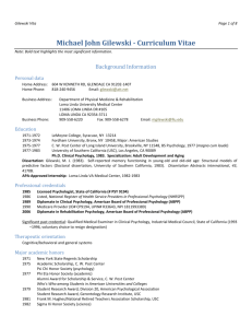 Michael John Gilewski - Curriculum Vitae