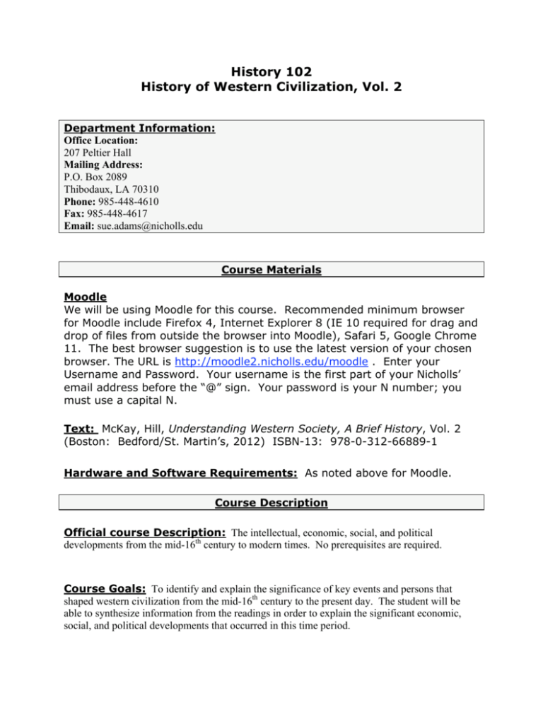 History 102 History of Western Civilization, Vol. 2