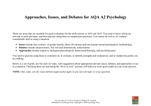 Approaches, Issues, and Debates for AQA A2 Psychology