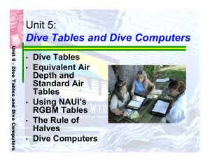 Unit 5 Dive Tables and Dive Computers