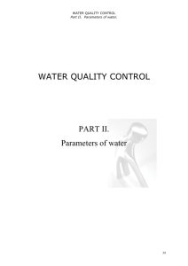WATER QUALITY CONTROL PART II. Parameters of water