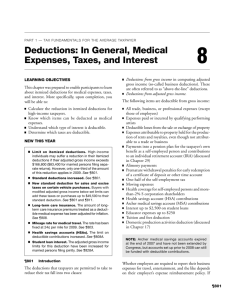 Deductions: In General, Medical Expenses