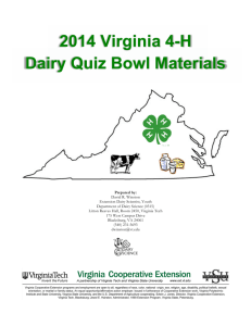 2014 Virginia 4-H Dairy Quiz Bowl Materials - VT Dairy