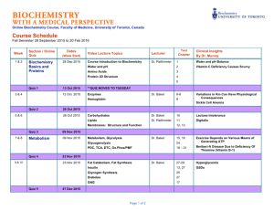 Course Schedule - Online Biochemistry Course, University of Toronto