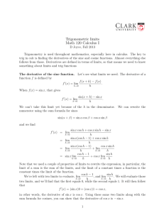 Trigonometric limits Math 120 Calculus I