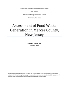 Assessment of Food Waste Generation in Mercer County, NJ.