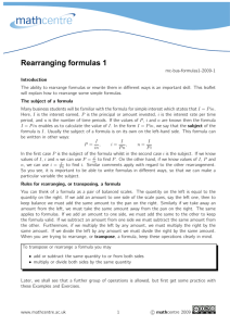 Rearranging formulas 1