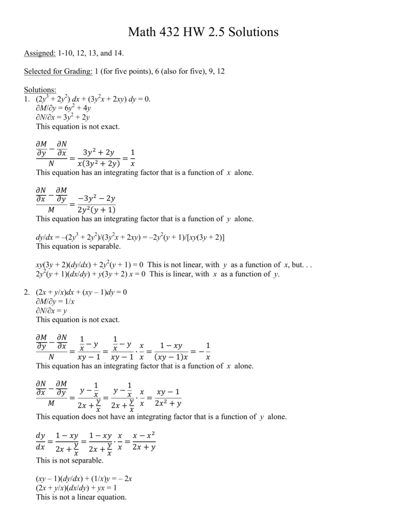 Math 432 Hw 2 5 Solutions
