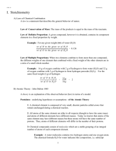 I. Stoichiometry