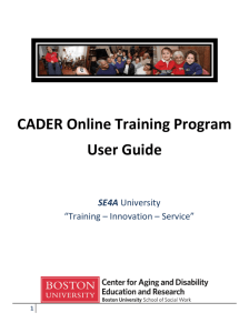 CADER Online Training Program User Guide