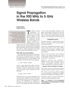 Signal Propagation in the 900 MHz to 5 GHz Wireless Bands