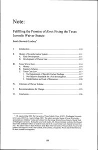 Fulfilling the Promise of Kent: Fixing the Texas Juvenile Waiver Statute