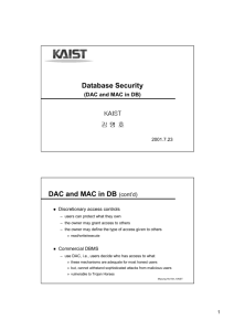 Database Security DAC and MAC in DB(cont'd)