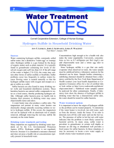 Hydrogen Sulfide in Household Drinking Water