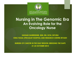 Nursing in The Genomic Era An Evolving Role for the Oncology Nurse