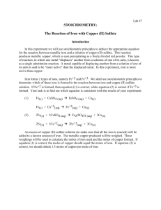 STOICHIOMETRY: The Reaction of Iron with Copper