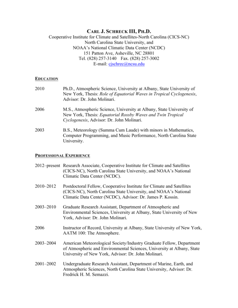 North Carolina State University, and NOAA's Nationa