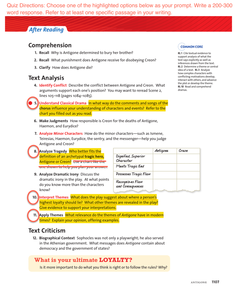 Antigone Takehome Quiz Questions