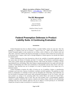 Federal Preemption Defenses in Product Liability Suits