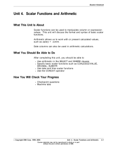 Unit 4. Scalar Functions and Arithmetic