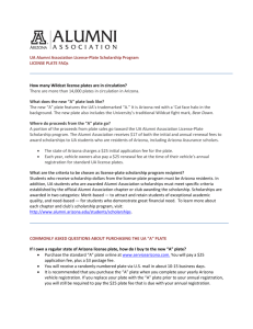 UA Alumni Association License-Plate Scholarship Program