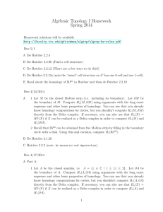 Algebraic Topology I Homework Spring 2014