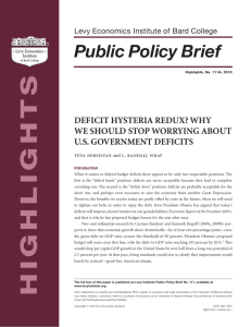 Deficit Hysteria Redux? - Levy Economics Institute of Bard College