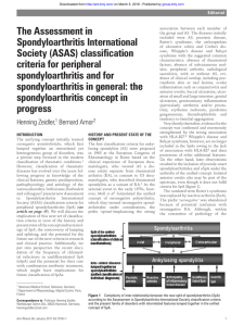 (ASAS) classification criteria for peripheral spondyloarthritis and f