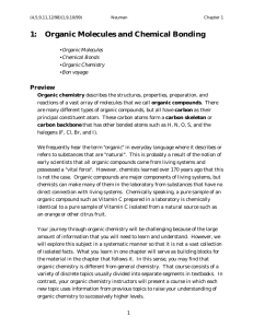 1: Organic Molecules and Chemical Bonding