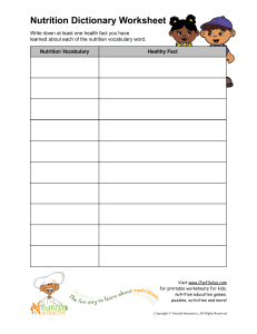 Nutrition Dictionary Worksheet