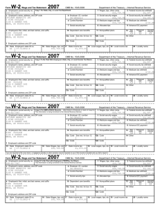 Form W-2Wage and Tax Statement 2007 OMB No. 1545