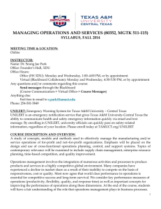 MGTK 511-115 Managing Operations & Service