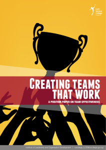 A POSITION PAPER ON TEAM EFFECTIVENESS