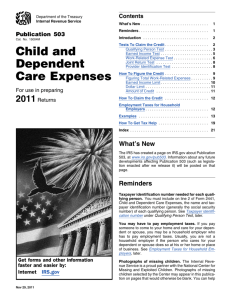 IRS Pub 503 - Child and Dependent Care Expenses