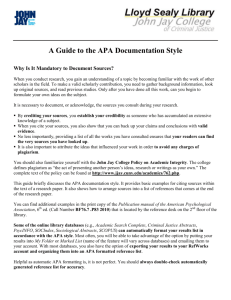 A Guide to the APA Documentation Style