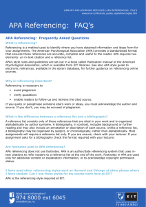 APA Referencing: FAQ's