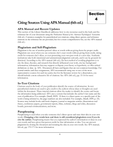 Citing Sources Using APA Manual (6th ed.)