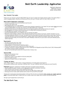 Bold Earth Leadership Application