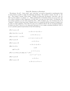 Math 295. Handout on Shorthand The phrases “for all”, “there exists