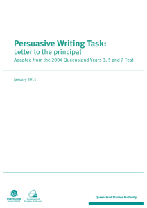 NAPLAN Persuasive Writing Task: Letter to the principal.book