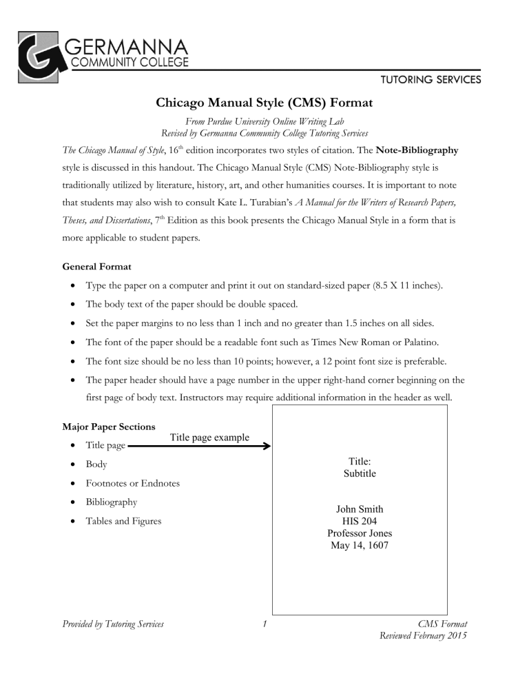 Chicago Manual Style CMS Format