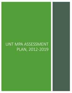 UNT MPA ASSESSMENT PLAN, 2012-2019