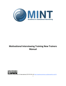 Motivational Interviewing Training New Trainers Manual