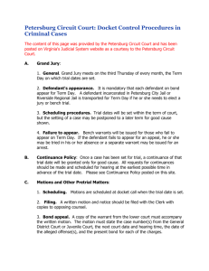 Petersburg Circuit Court: Docket Control Procedures in Criminal