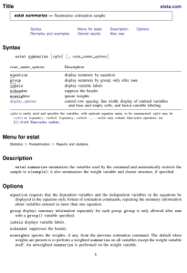 Title Syntax Menu for estat Description Options