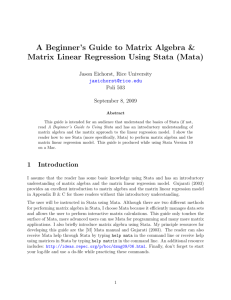 A Beginner's Guide to Matrix Algebra & Matrix