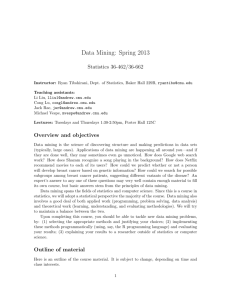 Data Mining: Spring 2013