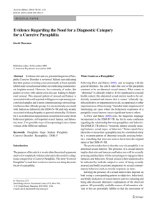 Evidence Regarding the Need for a Diagnostic Category - DSM-5