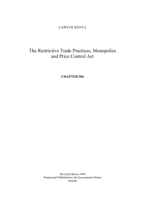 The Restrictive Trade Practices, Monopolies and Price Control Act